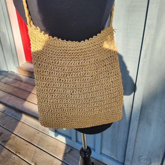 Cappelli Straworld 100% Paper Handbag With Decorative Stones Beads 11" By 11.5" - Picture 6 of 6